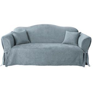 Sure Fit Soft Suede Sofa Slipcover smoke blue